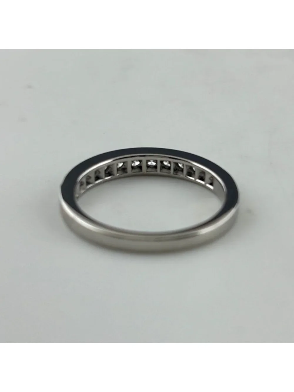 Tiffany & Co Half Circle Bead Setting Ring Platinum Pave Diamond